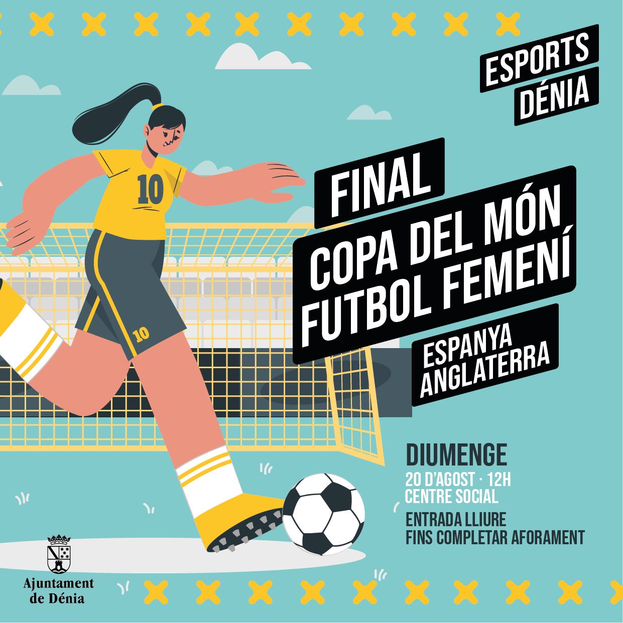 La final del Mundial de fútbol femenino se retransmitirá en pantalla grande en el Centro Soc...