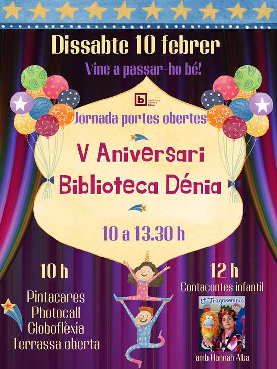 Celebració del 5é aniversari de l’obertura de la Biblioteca Municipal de Dénia en l’edifici ...