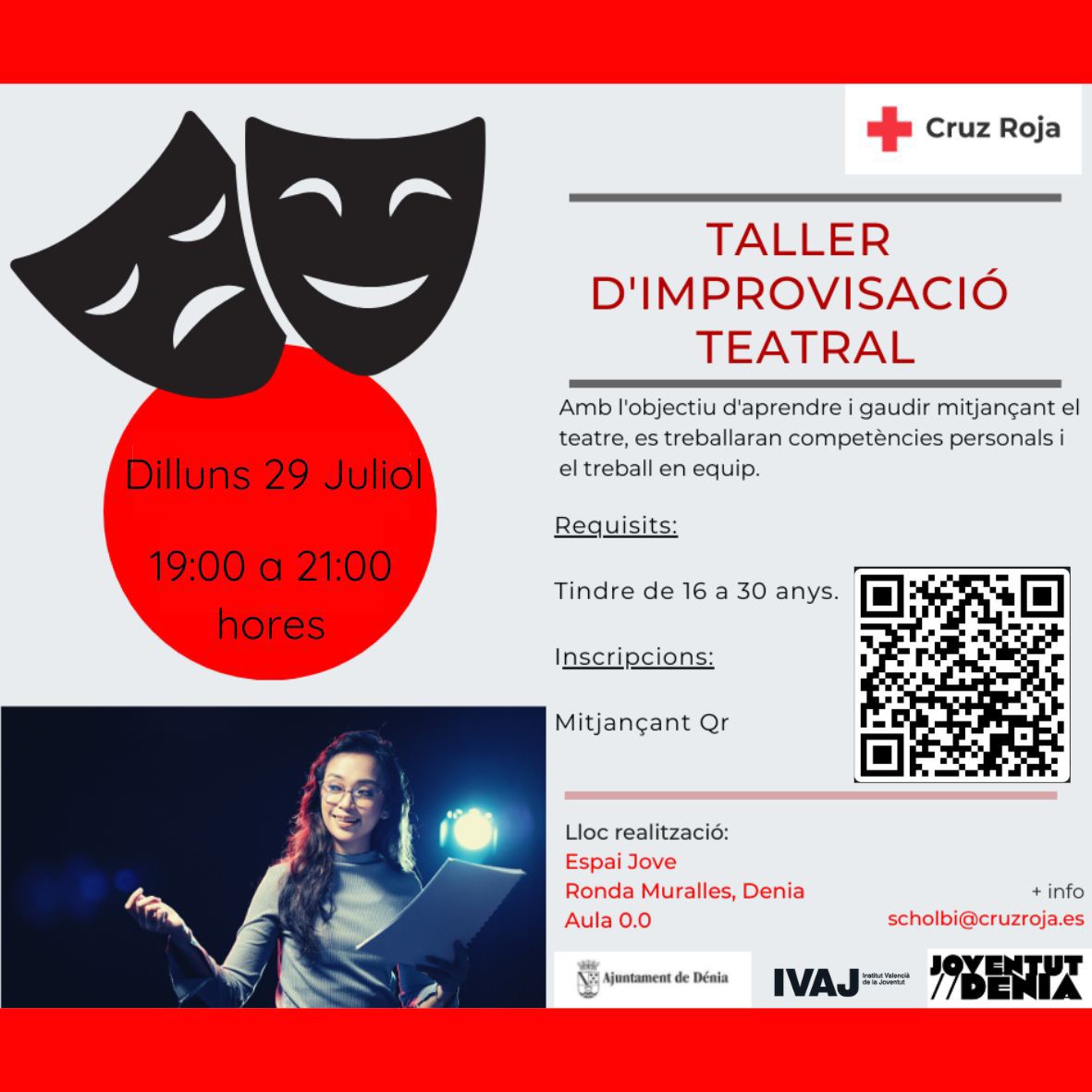 Juventud y Cruz Roja Dénia organizan un taller de improvisación teatral